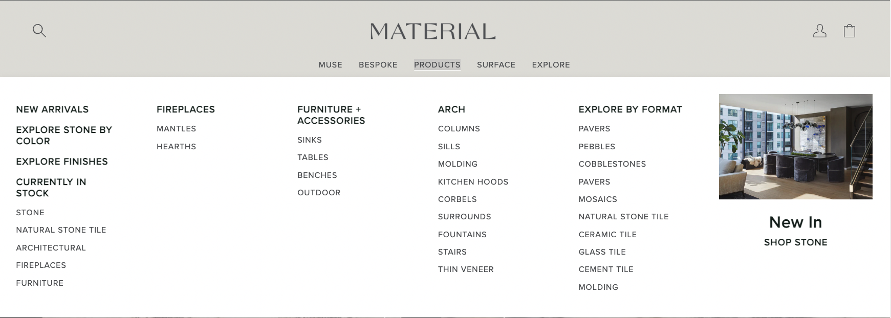 An Example of Products Mega Menu fully expanded